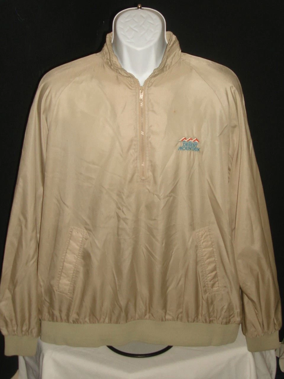 DUCKSTER PACKABLE BEIGE 1//4 ZIP WINDBREAKER W/ HOOD SZ. XL