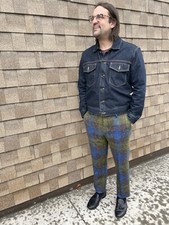 Paul Stuart Men’s 38 Wool Plaid Slim Pant Made In Italy 