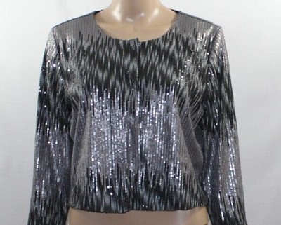 Calvin Klein Silver Black Sequin Jacket 