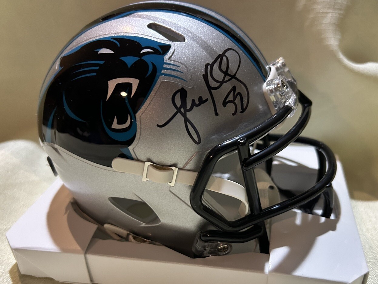 Luke Kuechly mini helmet JSA Auto 