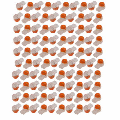 100 Pcs Plastic K1 2 Ports Gel Splice UY Wire Connector Clear Orange