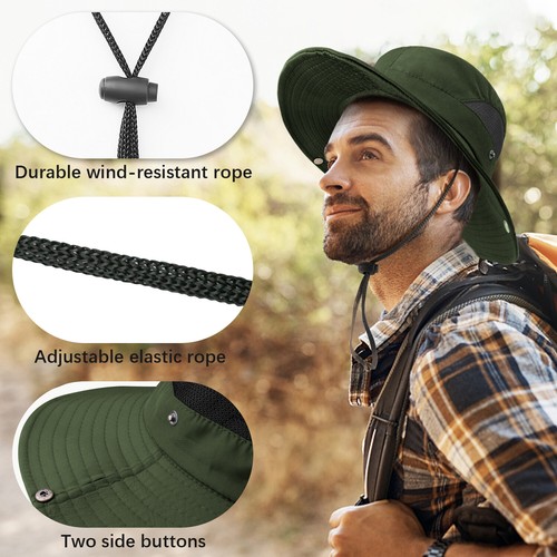 Sombrero de ala ancha para sol protección UV gorra de cubo para senderismo camping pesca safari hombres - Imagen 138 de 151