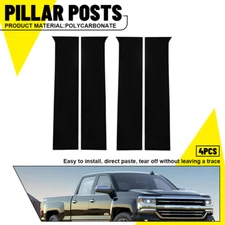 4PCS Glossy Black Door Pillar Post Cover Kit For 2014 15-2018 Silverado Sierra