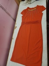 Vintage 70s Orange Zip Up Dress Evergreen Turkey Gogo Retro (dd) (a331)