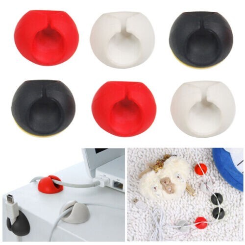 6x Cable Clips Tidy Cord Lead Desk Organiser USB Charger Holder Self-Adhesive - Picture 7 of 12