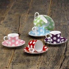 Espressotasse & Untertasse, Tupfen Kaffeetassen, Mix und Match aus 4 Farben