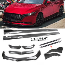 Carbon Fiber Front Bumper Lip Spoiler For Mazda 3 Body Kit 86.6inch Side Skirt