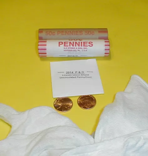 2 rolls 2014 P & D Lincoln Penny Union Shield Cent* With Bonus* Free Shipping