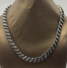 Black Cord Woven Silver Tone Chain Statement Necklace Fashion Jewellery