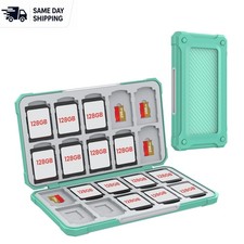 Elegant SD Card Holder - 40 Slots, Magnetic Closure, Carbon Fiber Green Finish