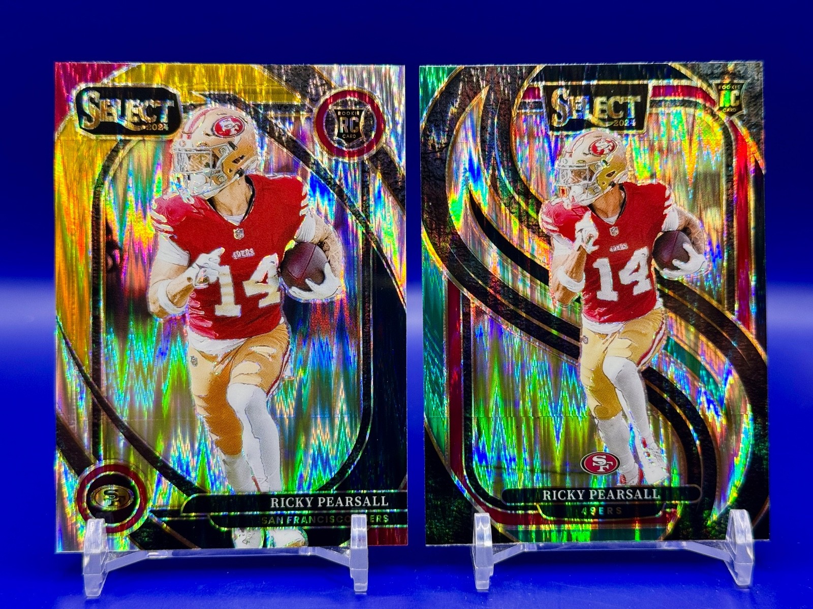 2024 Panini Select Ricky Pearsall RC Club Level Black Gold Shock + Premier Level