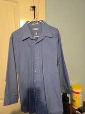 Arrow 17.5 32/33 Blue Dover Broadcloth Long Sleeve Button Up Shirt