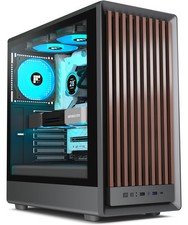M1 PC Case -Walnut Front pane Pre-Installed 4 PWM ARGB Fan, ATX Mid-Tower Gam...