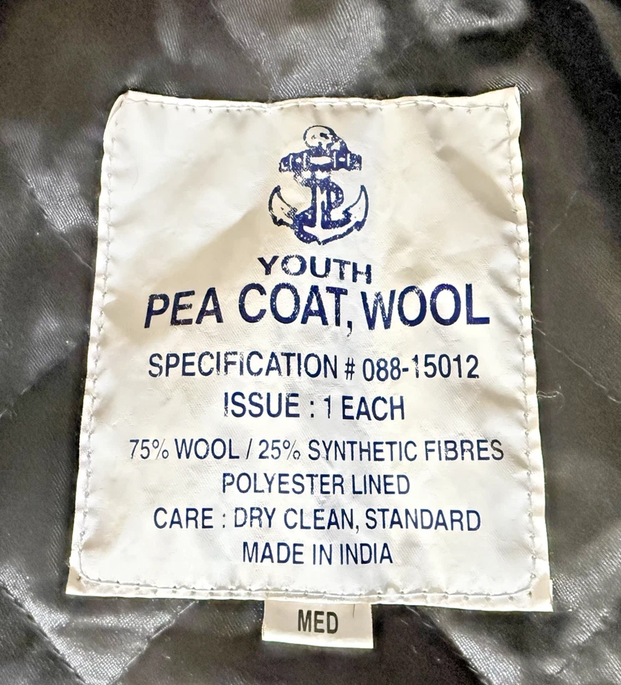 Abrigo Rothco Marina de los Estados Unidos Juvenil Guisante Negro Lana Forro Acolchado Pesado Juvenil Mediano Foto 4 de 4