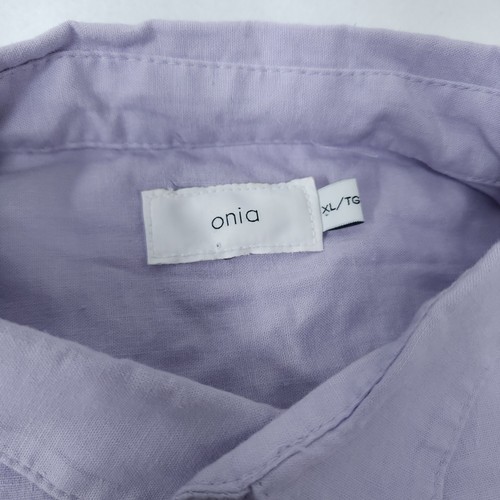 Onia Stretch Linen Short Sleeve Button Up Shirt Mens Size XL Lavender NWOT $90 - Picture 3 of 8