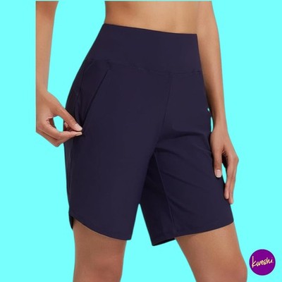 BALEAF Damen Long Board Badeshorts, Taschen, Navy, UK XL | EU 46 | US 14