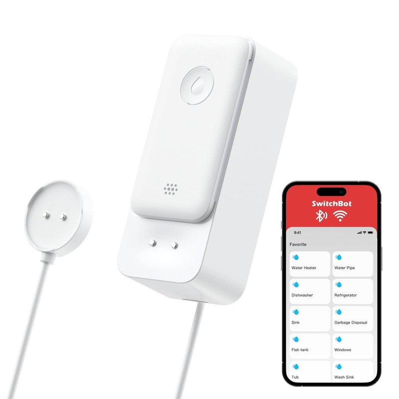 SwitchBot WiFi Water Sensor No Hub Required, Smart Water Leak Detector 100dB Adj