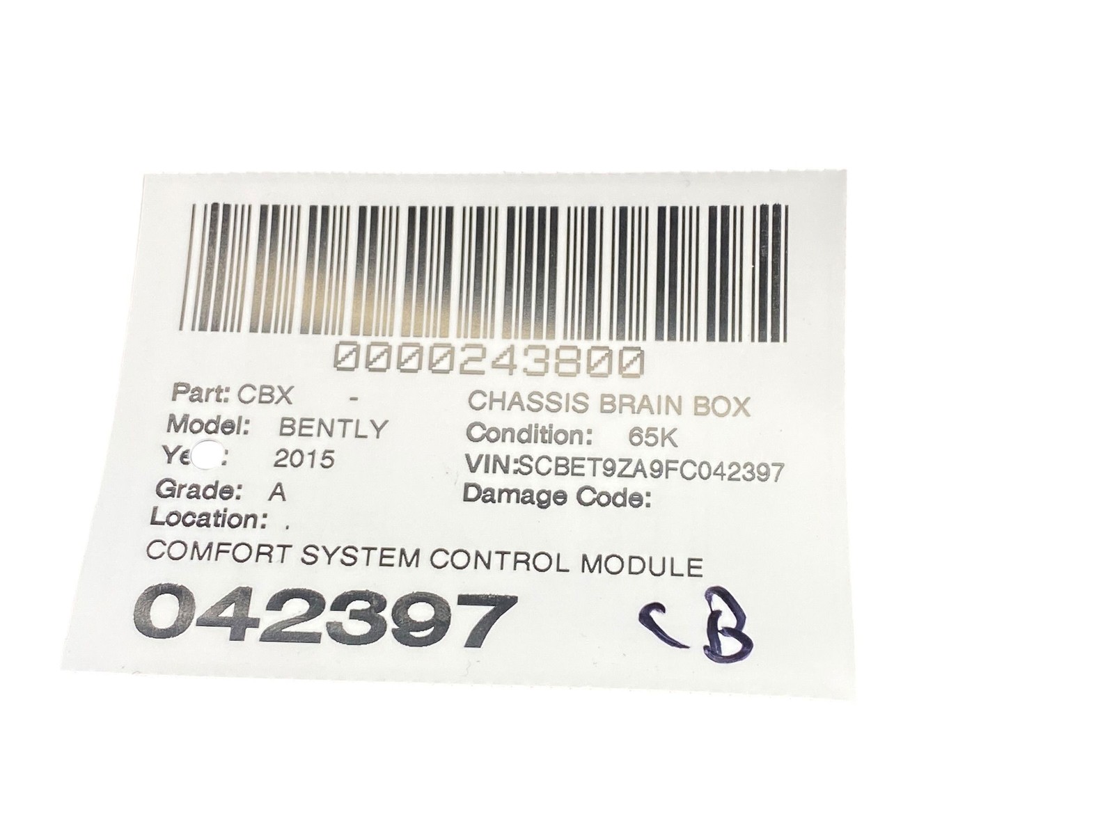 2013-2019 BENTLEY FLYING SPUR 4W 223B OEM COMFORT SYSTEM CONTROL MODULE UNIT