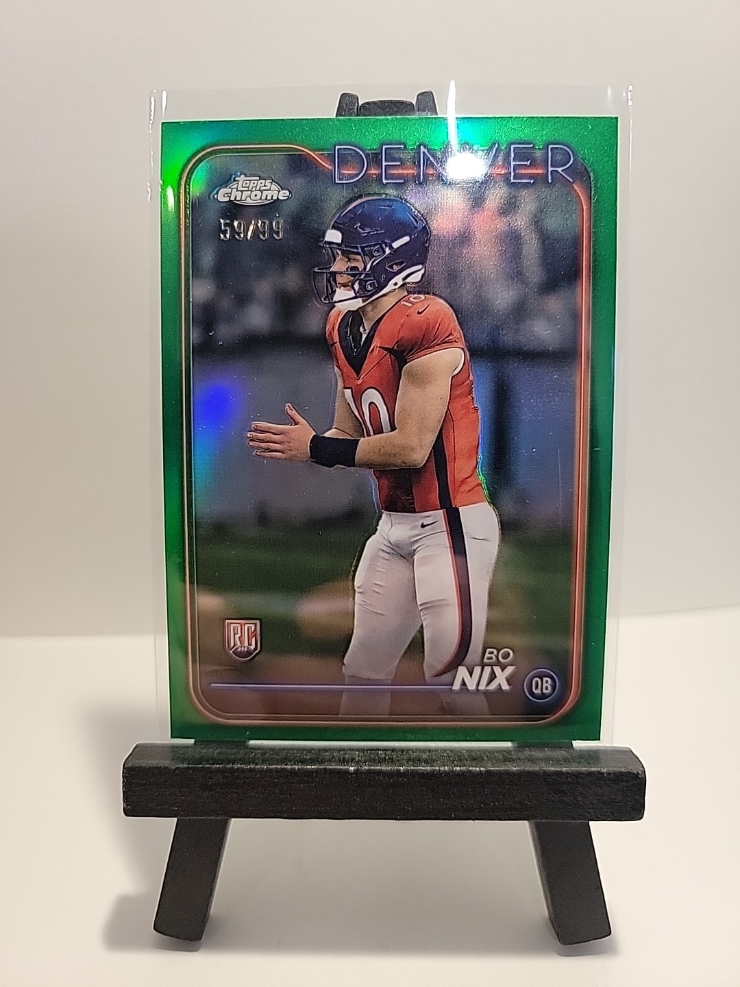 2024 Topps Chrome - Rookies Bo Nix #206 Green Refractor /99 (RC)