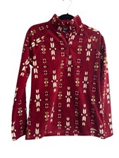 Eddie Bauer Women  s Aztec fleece Quarter Zip Pullover Red Medium 6706