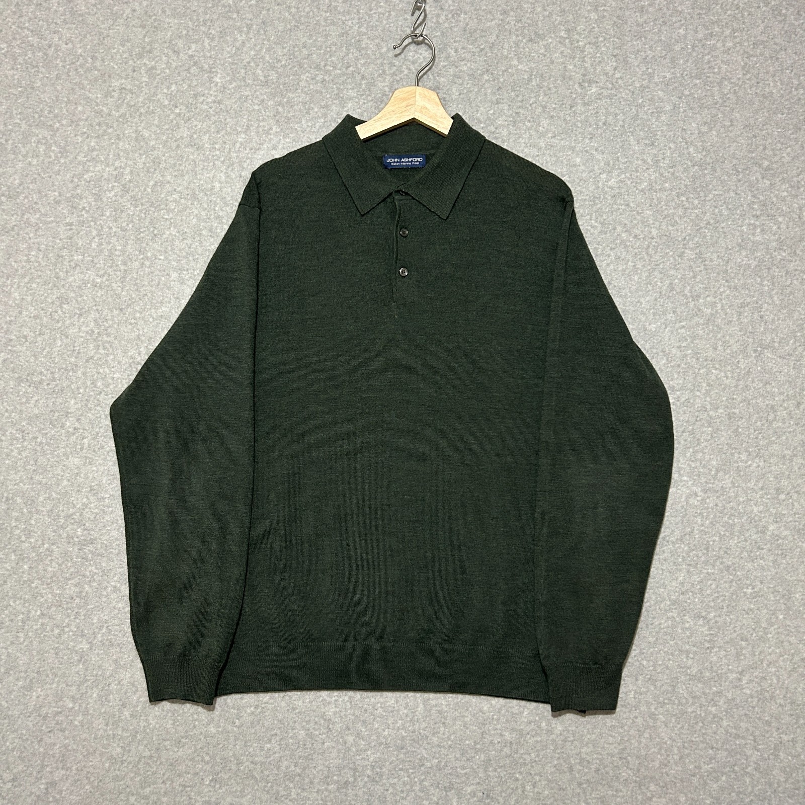 Vintage John Ashford Italian Merino Wool Polo Shirt Men