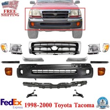 Front Bumper Cover Chrome Grille With Lights Kit For 1998-2000 Toyota Tacoma