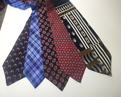 Mens Neck Tie Buckingham and  Assorted Brands and Colors Silk  Lot of 5 Ties