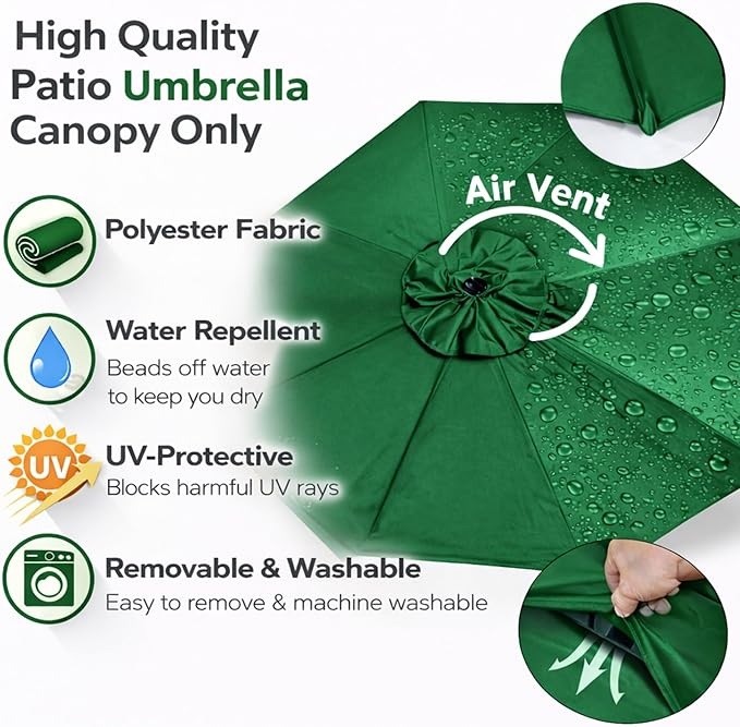 9ft Patio Umbrella Replacement Canopy  top cover 8 ribs Waterproof UV