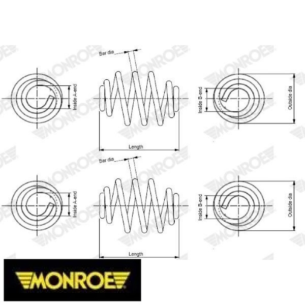2X Fahrwerksfeder Monroe SN3251 2 Federn Satz Federnsatz FüR Audi FüR VW-image