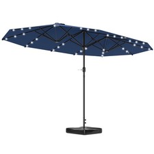 Double-Sided Sun Umbrella, Garden Parasol with Light, Navy Blue