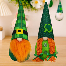 St. Patrick's Day Gnome Decorations - 2 Pack Irish Leprechaun Ornaments
