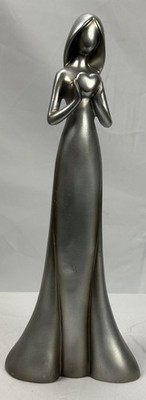 Haley Max Giving Collection Silver Figurine Woman Holding Heart Art Deco Statue