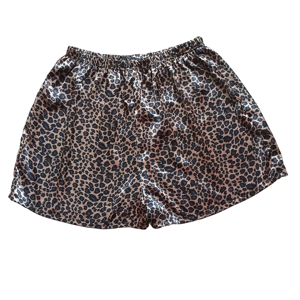 Fredericks Of Hollywood Vintage Satin Sleep Shorts Large Leopard Print - Image 2 of 4