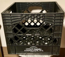 Plastic Black Milk Crate 13"x13"x11" 16-Quart Storage Bin, Stackable, w/ Handles