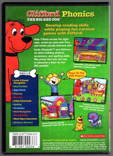 ** CLIFFORD The Big Red Dog ** PHONICS ~ DVD Learning Game ~ 2003 Scholastic DVD - Picture 2 of 3