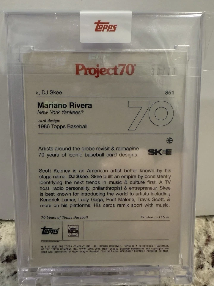 2021 MARIANO RIVERA Topps Project 70 1986 #851 DJ Skee Metallica Homage /70 Foil - Image 2 of 2
