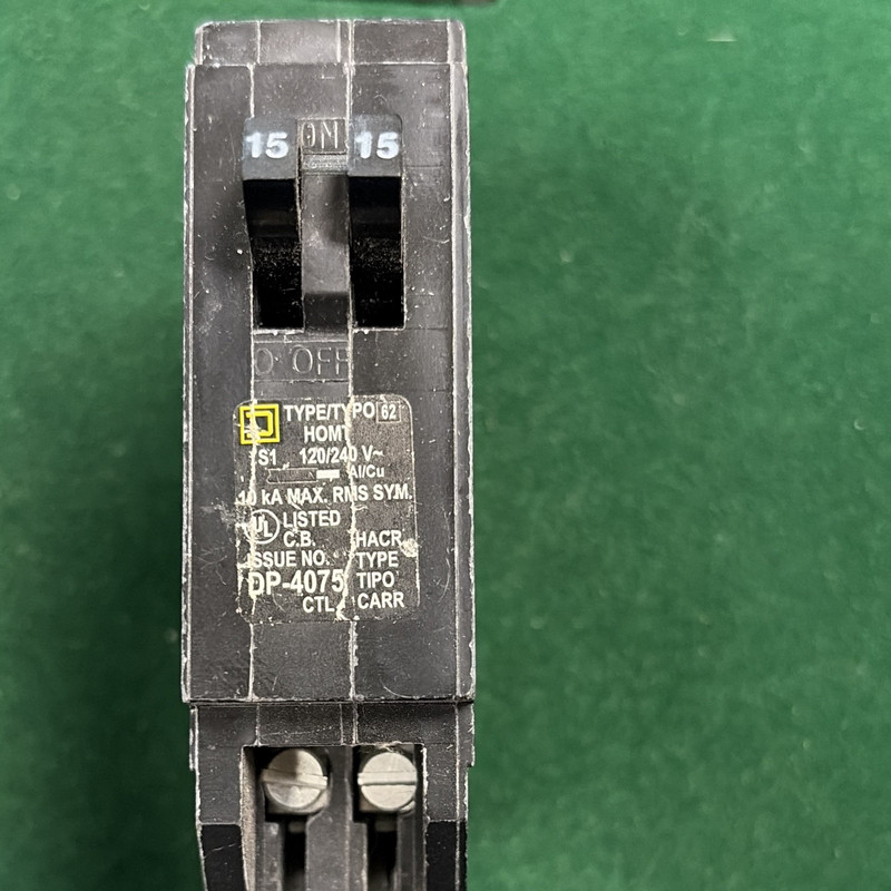 Square D Homeline HOMT1515 15A 2-Pole 120/240V HACR Circuit Breaker