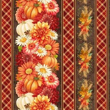 TIMELESS TREASURES - Gather with a Grateful Heart - Harvest Floral 11" Stripes
