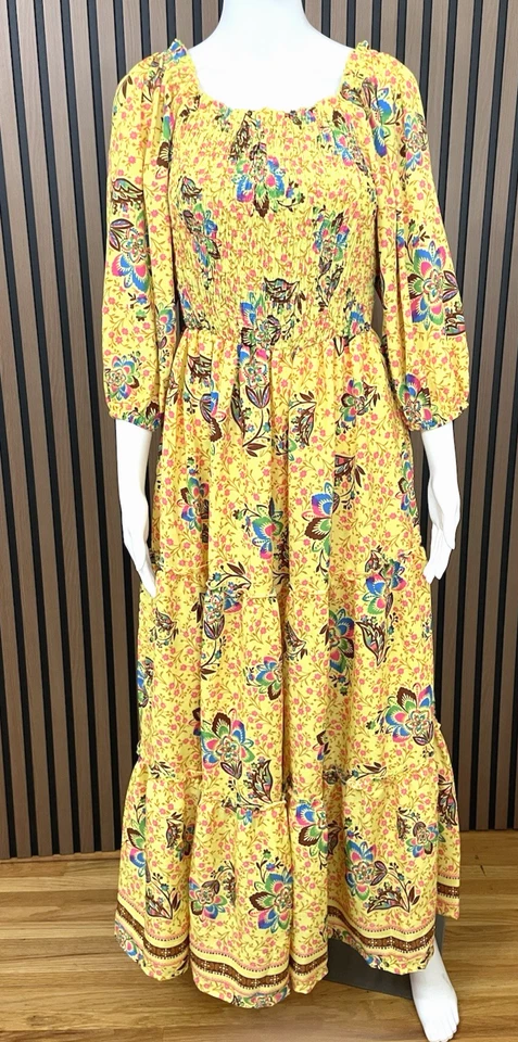 Maxi Vestido Anthropologie Me 2 Magic Para Mujer M Amarillo Floral Boho Campesino Hippie Foto 2 de 4