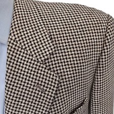 Vintage Valentino Blazer 46L Houndstooth Woven Silk Wool 1990s