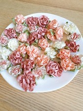50 pcs 3 kinds stain ribbon pearl rose flowers