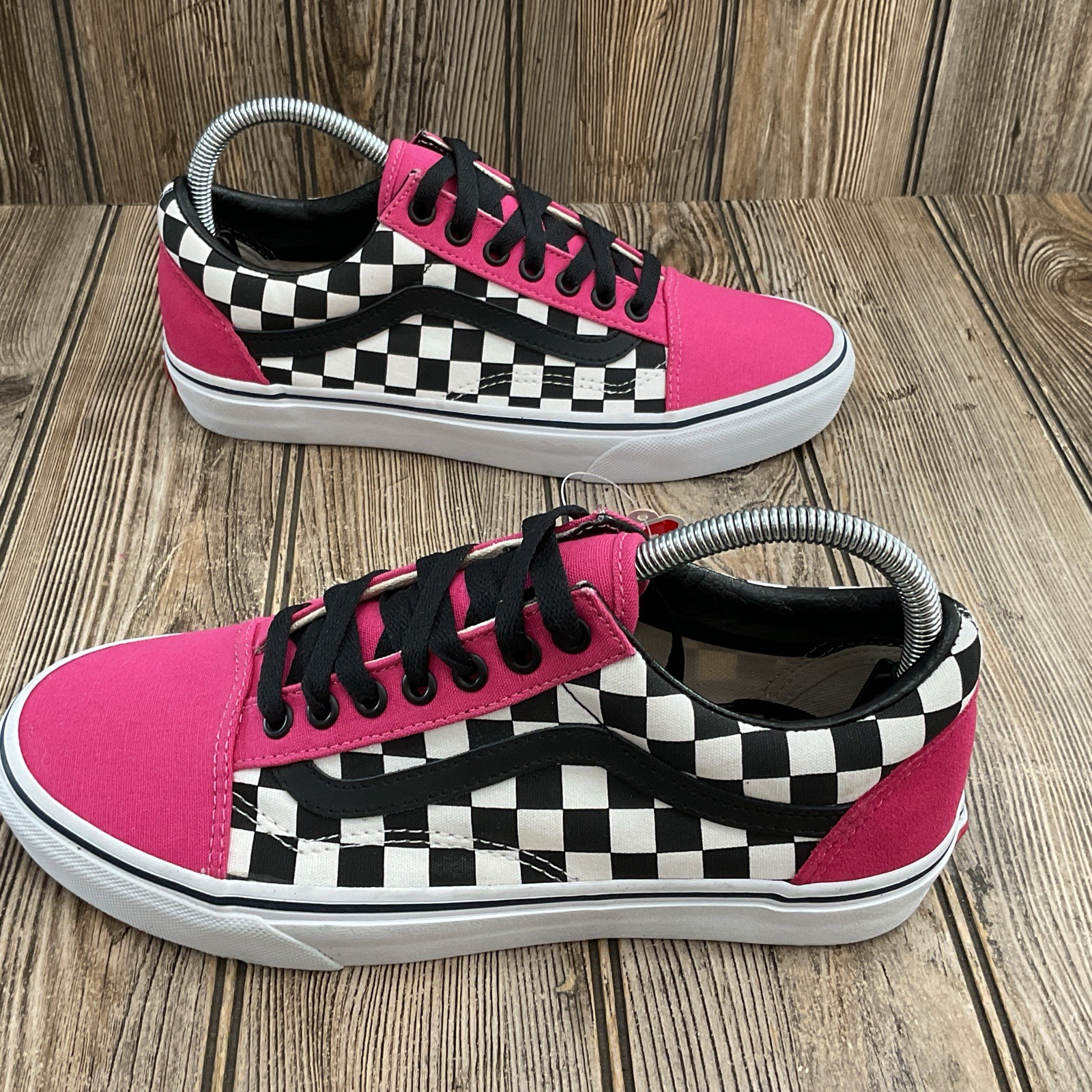 Vans Old Skool Checkerboard Pink Black Lace Up Sneakers Unisex Mens 7.5 Womens 9 thumbnail 3