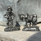 Vintage Iron Pyrite Pewter Gold Miner Donkey Mule Figurines 2.75” Set of 2