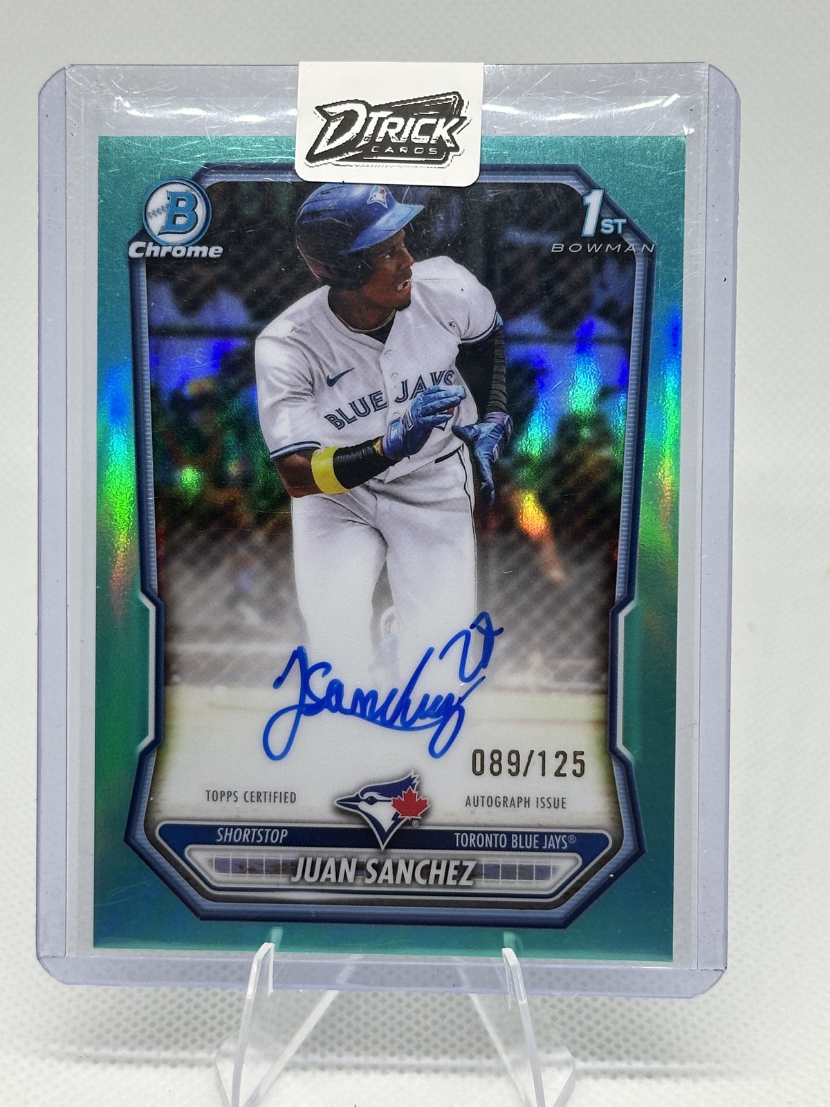 2026 Bowman #CPA-JS Juan Sanchez Chrome Prospect Auto Aqua Refract /125