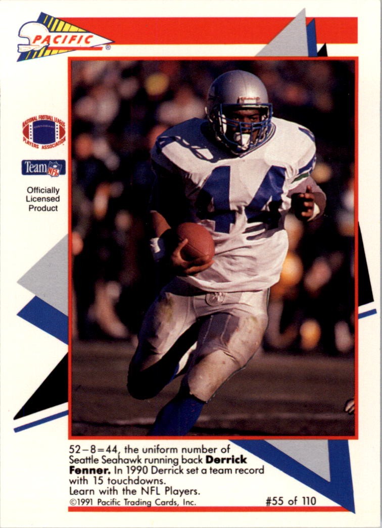 1991 Pacific Flash Cards #55 Derrick Fenner - FB