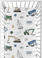 Sweet Jojo Designs Green Construction Truck Fitted Baby Crib Sheet for Boys