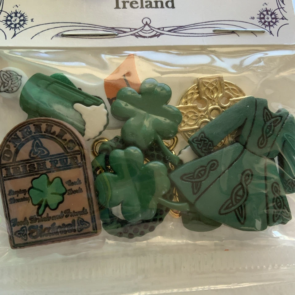 Dress It Up Destination IRELAND Button 6pc St Patricks Day Clover Irish Flag Pub - Image 2 of 4