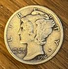 1916 Mercury Dime Philadelphia VF First Year Issue 90% Silver Winged Liberty 10c