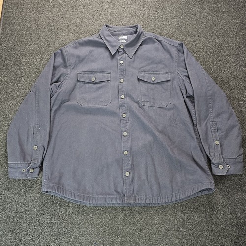 Duluth Trading Jacket Mens 2XLT Blue Canvas Fleece Lined Work Coat Snap Button 