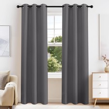 PONY DANCE Grey Blackout Curtains for Bedroom 34"W x 84"L Pack of 2 ,